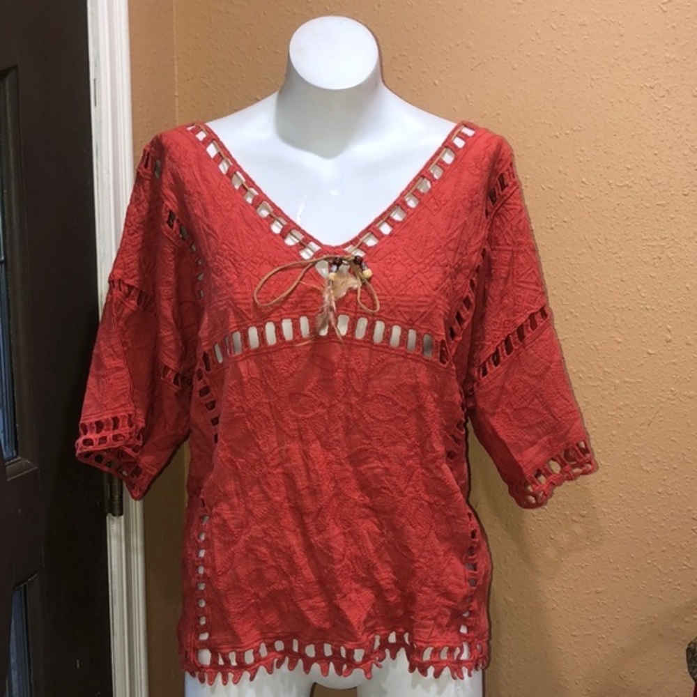 The moon orange peasant top